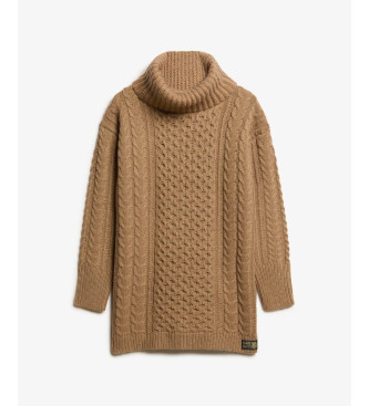 Superdry Brown braided knitted dress