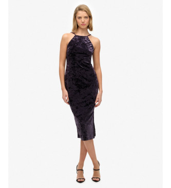 Superdry Abito midi in velluto con schiena in pizzo 