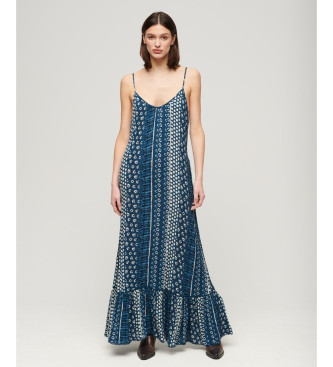 Superdry Long blue strapless beach dress