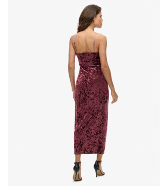 Superdry Velvet long dress Diamonte maroon