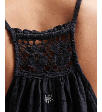 Superdry Długa sukienka bez ramiączek z dekoltem w serek Vintage czarna