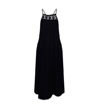 Superdry Dolga obleka brez naramnic z vratnim izrezom Vintage črna
