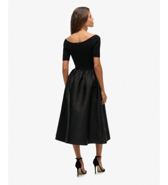 Superdry Black Woven Mix LBD Dress