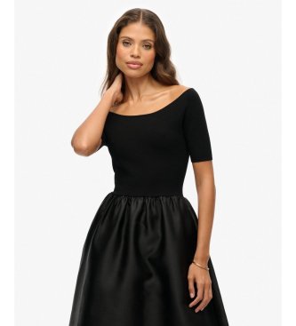 Superdry Black Woven Mix LBD Dress