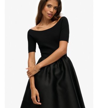 Superdry Black Woven Mix LBD Dress
