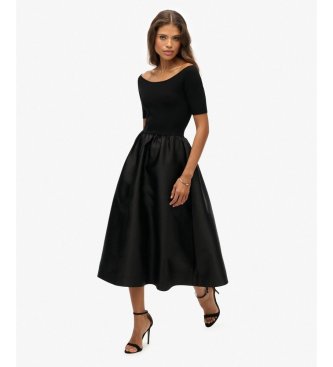 Superdry Black Woven Mix LBD Dress