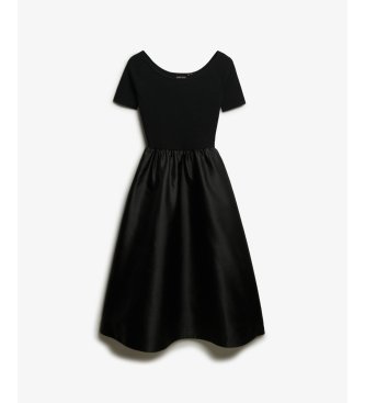 Superdry Black Woven Mix LBD Dress