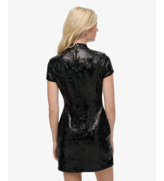 Superdry Mandarijn Pailletten Mini jurk zwart