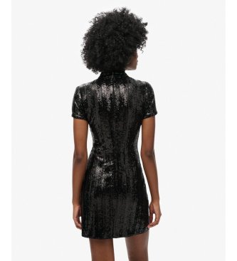 Superdry Mandarin Sequin-klänning svart