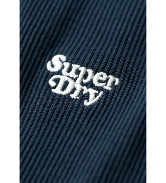 Superdry Midi Tight Fitted Navy Ribbed Dress
