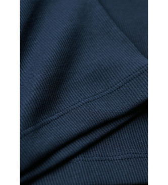 Superdry Midi oprijeta prilegajoča se obleka z rebri iz mornariške barve