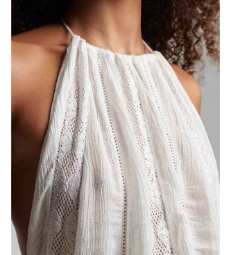 Superdry Sukienka midi z dekoltem typu halter w kolorze białym