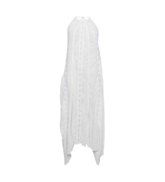 Superdry Midi obleka z belim vratnim izrezom