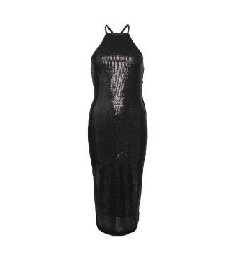 Superdry Sukienka midi z dekoltem w szpic z czarnymi cekinami