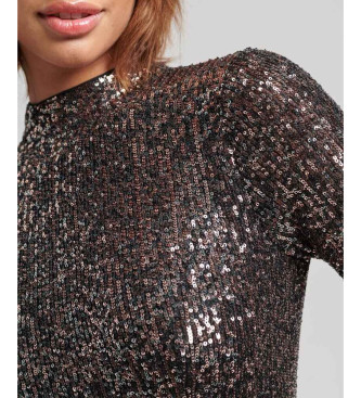 Superdry Midi dress with open back and silver sequins
