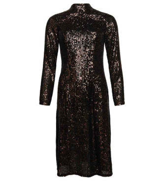 Superdry Zwarte midi-jurk met open rug en pailletten