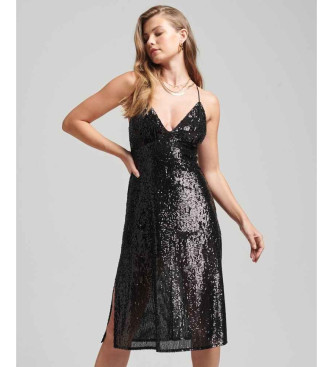 Superdry Midi-jurk met pailletten en zwarte combinatie