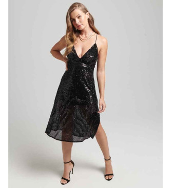 Superdry Midi dress with sequins and black combination