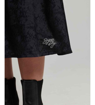 Superdry Sukienka midi z czarną koronkową lamówką