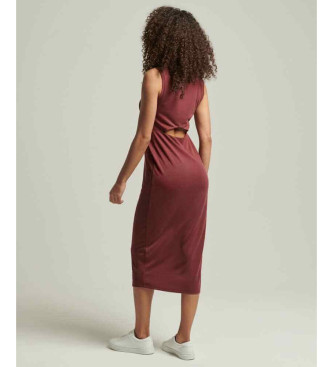 Superdry Knitted midi dress with back detail in maroon