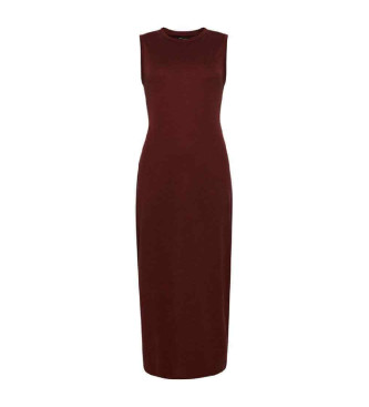 Superdry Knitted midi dress with back detail in maroon