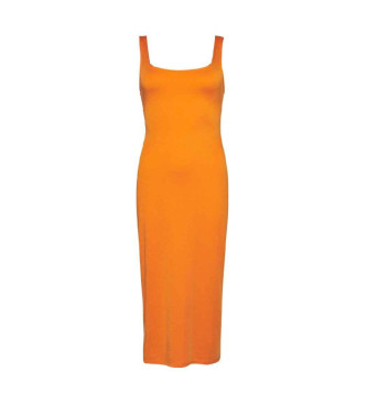 Superdry Knitted midi dress with square neckline orange
