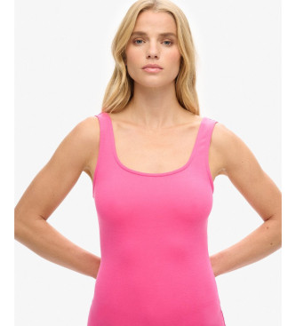 Superdry Knitted midi dress with square neckline pink