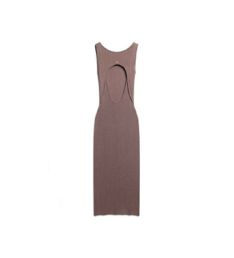 Superdry Brown knitted midi dress with open back