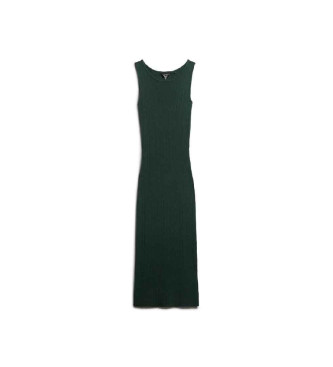Superdry Knitted midi dress with open back green
