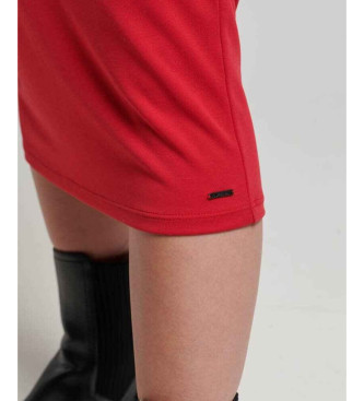 Superdry Vestido midi de malha com costas em T vermelho