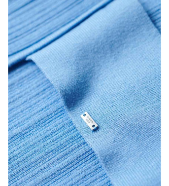 Superdry Dzianinowa sukienka mini z odkrytymi plecami niebieska