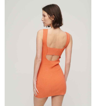 Superdry Oranžna pletena mini obleka z odprtim hrbtom