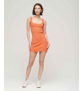 Superdry Oranžna pletena mini obleka z odprtim hrbtom