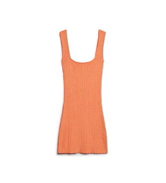 Superdry Vestido mini de punto con espalda abierta naranja