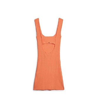 Superdry Vestido mini de punto con espalda abierta naranja