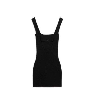 Superdry Vestido mini de punto con espalda abierta negro