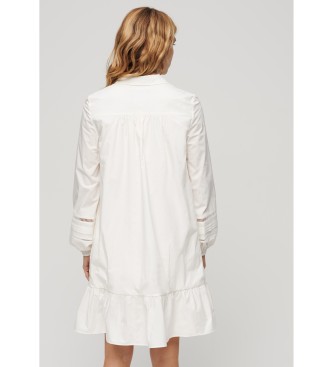 Superdry Srajčna obleka z mešanico bele čipke