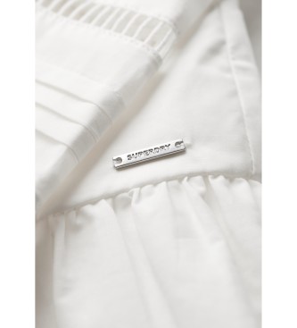 Superdry Srajčna obleka z mešanico bele čipke