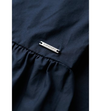 Superdry Srajčna obleka iz čipkaste mešanice v mornariški barvi