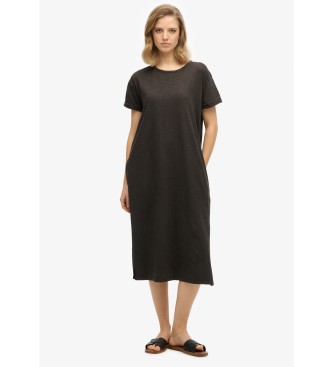 Superdry Sort midi-skjortekjole