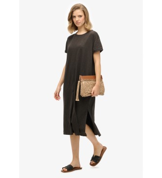 Superdry Sort midi-skjortekjole