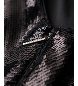Superdry Schwarzes Chevron-Kleid mit offenem Rücken