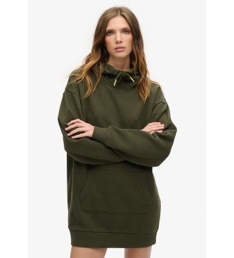 Superdry Hooded Dress With Rhinestones Tattoo green