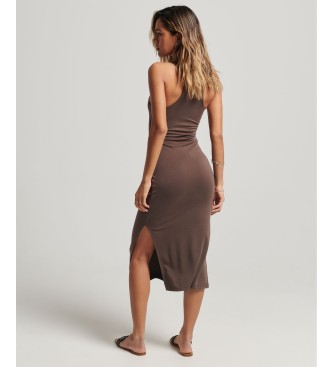 Superdry Knitted dress with brown olympic back