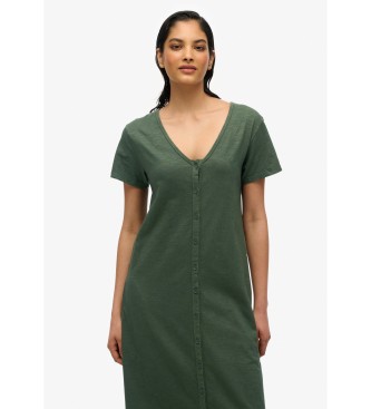 Superdry Zielona sukienka midi z dzianiny