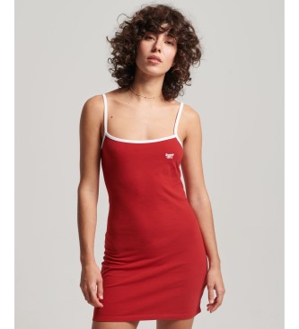 Superdry Vintage rdeča pletena obleka brez naramnic