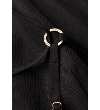 Superdry Zwarte geprinte lingerie midi strapless jurk