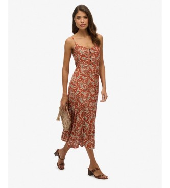Superdry Braunes Half-Tiered-Kleid