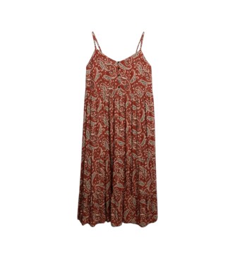 Superdry Braunes Half-Tiered-Kleid