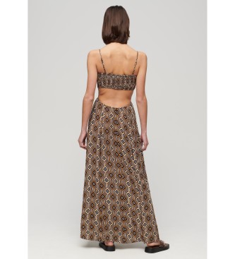 Superdry Brown long dress with transparent back